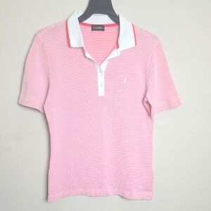 Women's Golfino Pink and White Polo Shirt